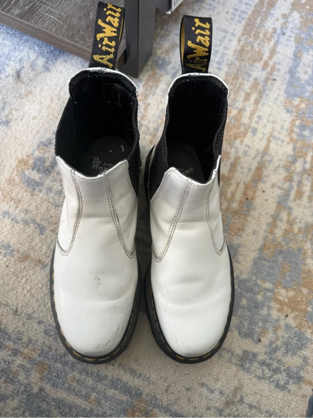 Dr. Martens White Leather Chukka Boots with Black Elastic